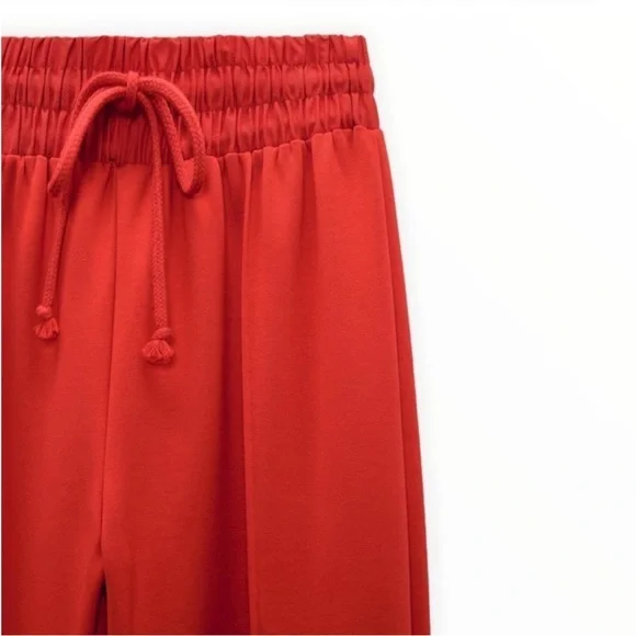 ZARA Red Track Pants Joggers Size S - Picture 7 of 12